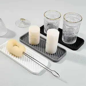 1pc Sink Protector, Sink Splash Tray, Silicone Waterproof Mat, Washstand Simple Silicone Soap Holder, Bathroom Faucet Drainer Storage Guard, Kitchen Accessories