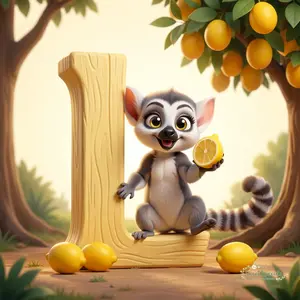 Alphabet Animals Wall Art | Adorable Nursery Prints | L is for Lemur and Lemons