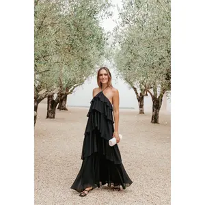 Chasity Halterneck Maxi Dress - Black