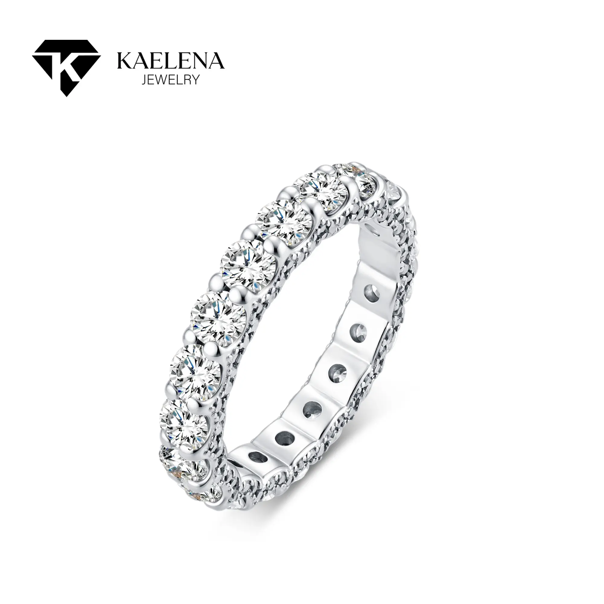 Kaelena Eternity Ring D Color VVS Lab-Created Moissanite Ring S925 Sterling Silver Jewelry Perfect for stacking, Men or Women's Birthday, Mother's Day Gift, Anniversary, Daily Wear and Wedding Set