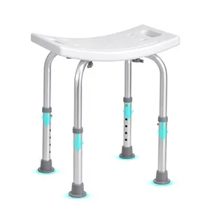VEVOR Shower Chair, Adjustable Height Shower Stool with Built-in Handles, Shower Seat for Inside Shower or Tub, Non-Slip Bench Bathtub Stool Seat for Elderly Disabled Handicap, 158.8 kg Capacity