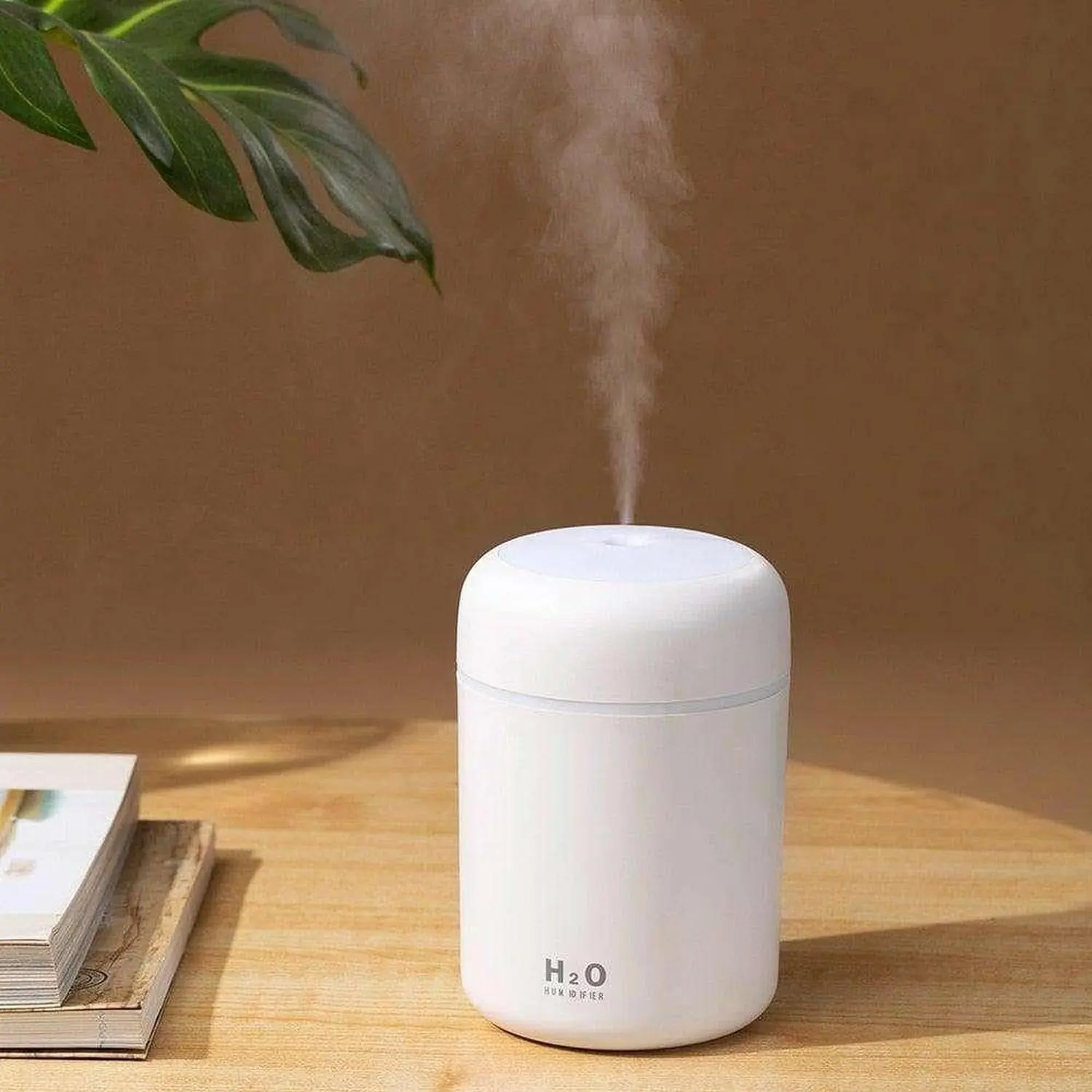 300ml Compact White Tabletop Portable Cool Mist Humidifier - USB Port, RGB Light, Car Lighter Adapter, Ideal for Bedroom, Office (Home Supplies, Party Gift Option)