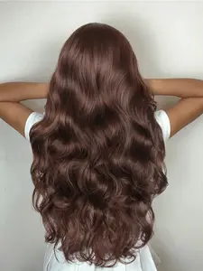 Dark Super extra  Long Wave Wig without bangs, Synthetic Fiber Parted Hair, Suitable for Daily Wear, Natural Look, Comfortable Fit, Natural Looking Wigs, Deep Wavy Wigs