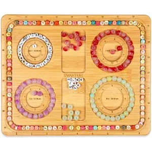 Small Bamboo Wood Beading Board for Bracelet Making 6"/ 7"/ 7.5"/ 8", Imperial Measurements Marked Bracelet Sizer Board for Jewelry Making, Anklets & Bracelet Design Board Wooden, 9.61" X 7.8"