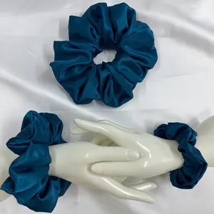 Teal Satin Scrunchie | Oversized Elegant Hair Tie | Handmade Style Ponytail Holder | Petrol Blue accessories