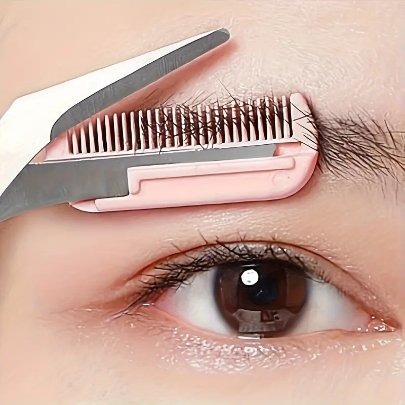 Eyebrow trimmer scissors with comb - Stainless steel precision beauty tool, designed for both left and right hands, suitable for professional and home beauty use, durable metal structure, eyebrow trimmer (usable in all four seasons)