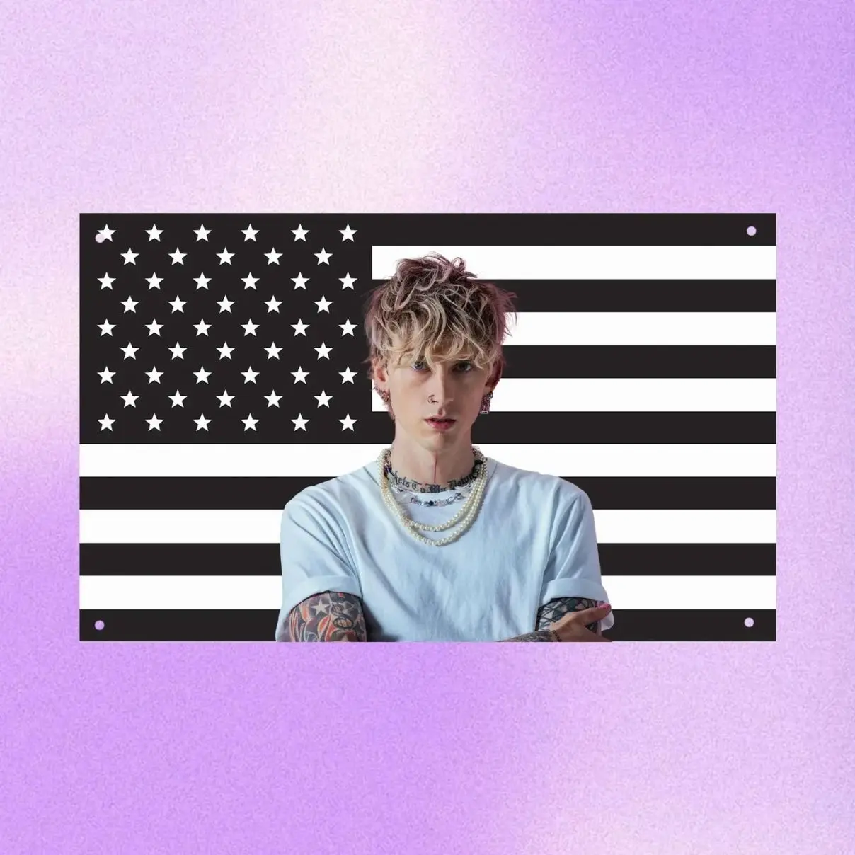 Machine Gun Kelly Black US Wall Tapestry – Rapper Flag, Room Decor