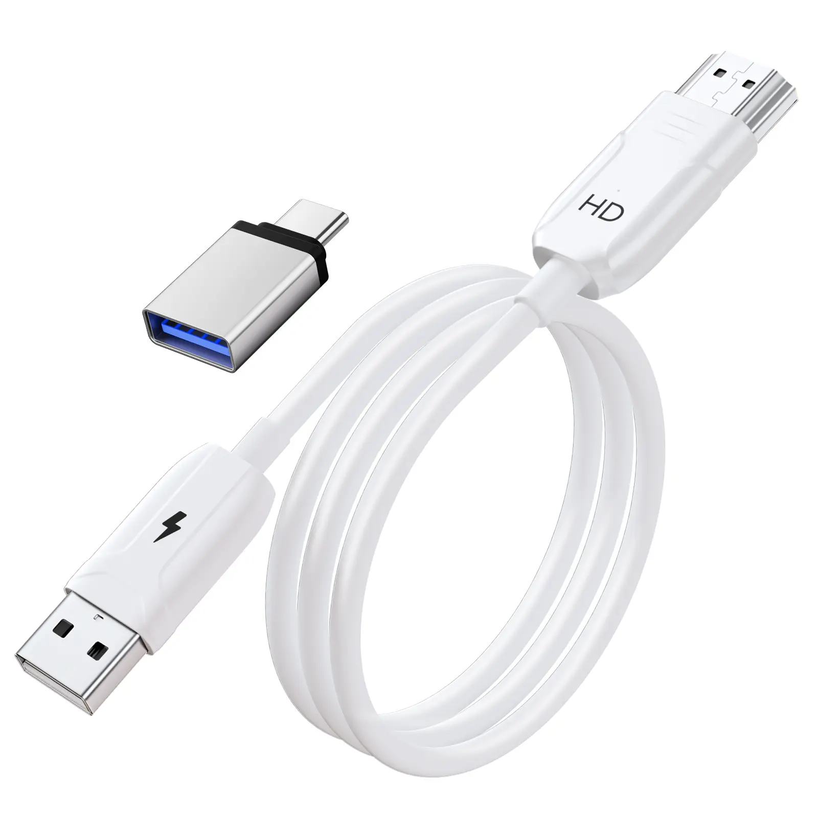 [2026 Picks] USB to HDMI casting cable with Type-C adapter, allowing you to cast your phone screen to a TV/projector.