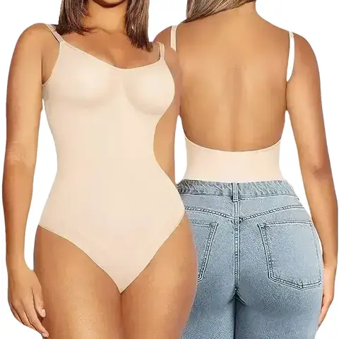 FeelinGirl Shapewear Bodysuit for Women Tummy Control Thong  Shaper Backless Seamless Bodysuit Comfortable Fabric Womenswear