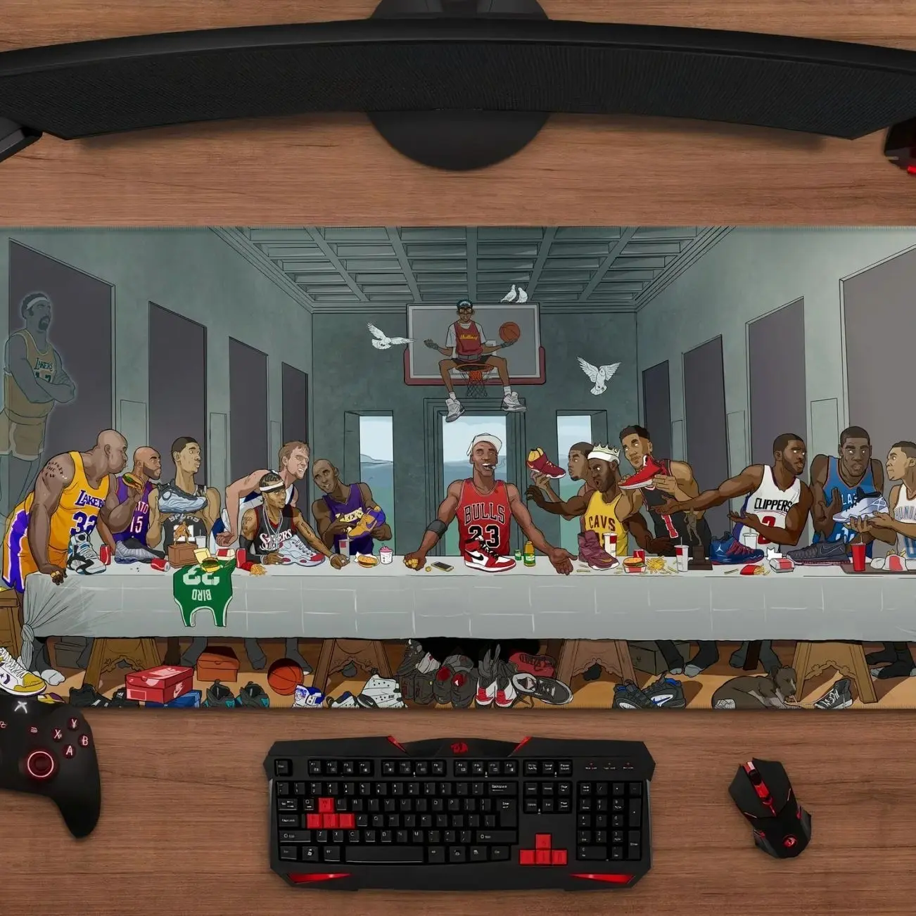 Basketball Legends Mouse Pad | Last Supper Desk Mat, Gaming Setup Decor