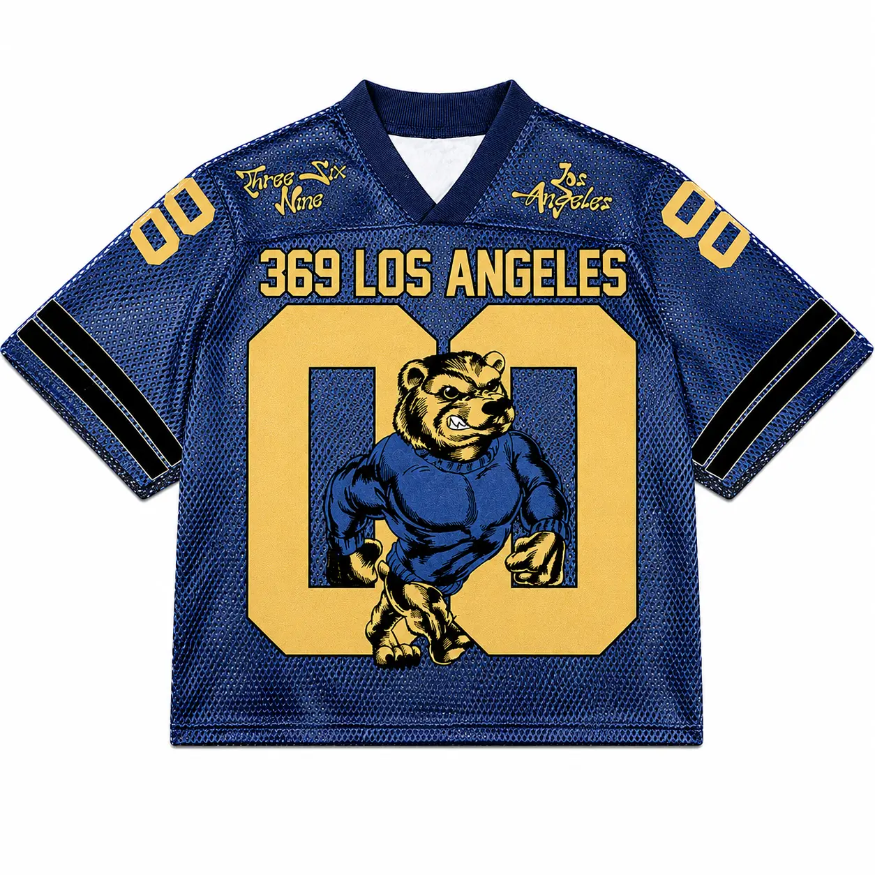 Los Angeles Bear Boxy Mesh Football Jersey – Vintage Blue Streetwear Sports Shirt
