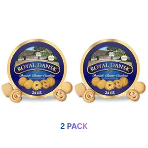 Royal Dansk Danish Butter Cookies, Premium Assorted Cookies in a Gift Tin, Great for Sharing and Gifting, 24 oz (Pack of 2)