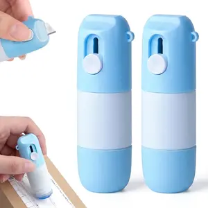 2 Pcs 2-in-1 Box Cutter & Thermal Paper Eraser, 2026 New Water-Based Thermal Paper Eraser Pen with Unboxing Knife for One Smear Printed Text Covering - Liquid Redacting Marker (Blue)