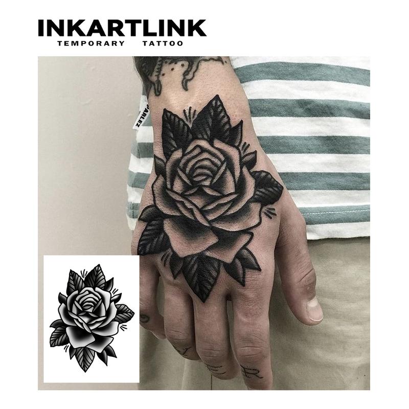 INKARTLINK Tattoo Tech, 2 Sheets Semi-Permanent Temporary Tattoos, Ink Rose, Adult Art Design,Lasts 1-2 Weeks, Waterproof, Realistic Look, No Adhesive, No Reflection,For Man And Woman,Ideal for Swimming, Party