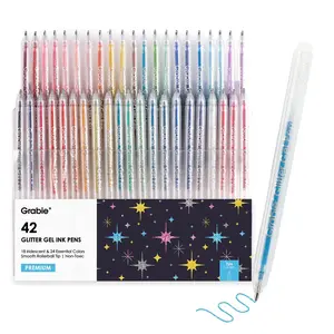 Grabie Capped Glitter Gel Ink Pen Set Of 42, HolidayHaul