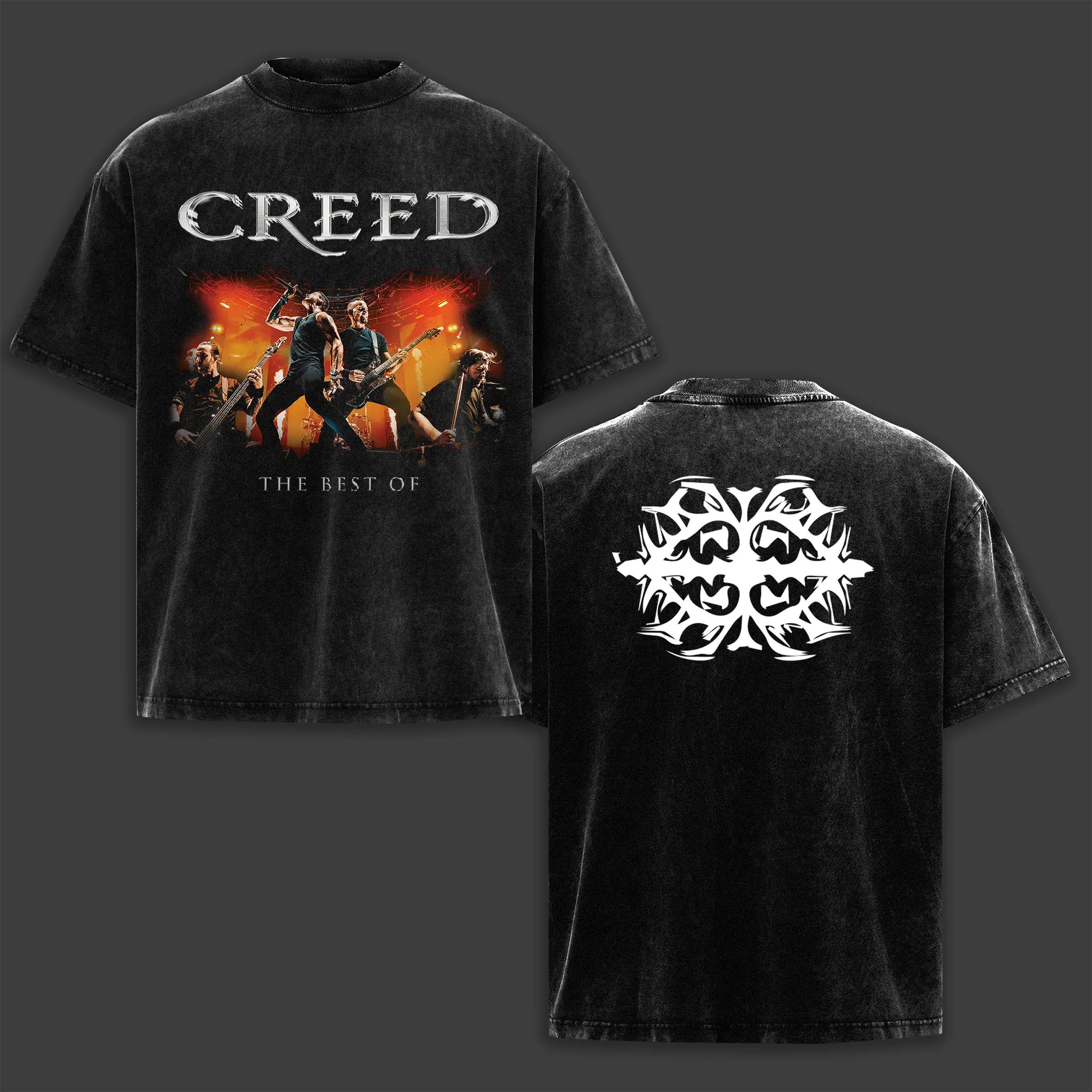 The Best of Creed Band Tee Washed, Creed Music Band Washed Tee, Rock Band Double Printed Washed Hoodie, Gift For Band Fan Crewneck Casual Cotton Fabric Menswear