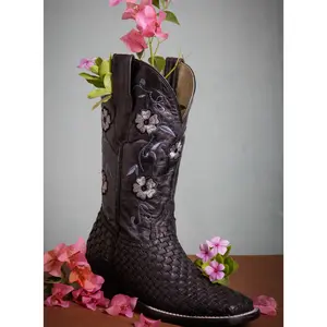 El General Womens Rodeo Petatillo Boots - Black 44856