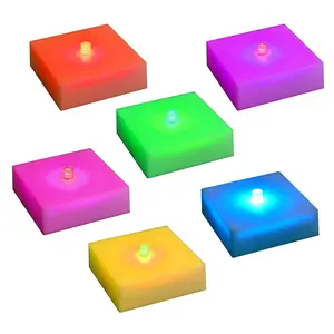 LumaBase Battery-Operated LED Lights with Timer Set of 6 Square Flickering Lights for Luminaria Bags & Festive Settings - Decorative
