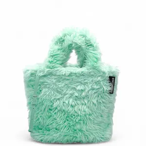 Pre-owned Leather Tote Bags Balenciaga Tote Bag Faux Fur Green (0429w1)