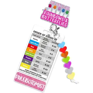 Phlebotomy Badge Reel with Buddy, Order of  Draw Beads with Vertical Reference Card, Retractable Phlebotomist Essentials Nurse Accessories for Work,  Student Practitioner Grad