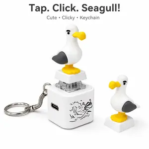 Seagull MINE! Button Keychain-Real Sound & LED Light, Funny Interactive Gift for Friends & Family