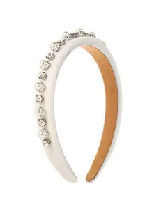 White Padded Pearl and Rhinestone Sparkling Headband