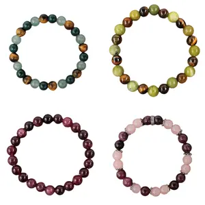 4PC Crystal Bracelet Set - Protection Money Lucky Wealth Anxiety for Spiritual Life Needs Unisex Versatile Use