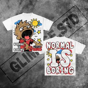 Vintage Graphic"NORMAL IS BORING" Tops Tshirt streetwear, Y2K style Casual Cotton Classic Crewneck DesignTees