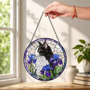 Custom Pet Window Hanging Suncatcher, Pet Memorial Gift, Personalized Dog Cat Portrait From Photo