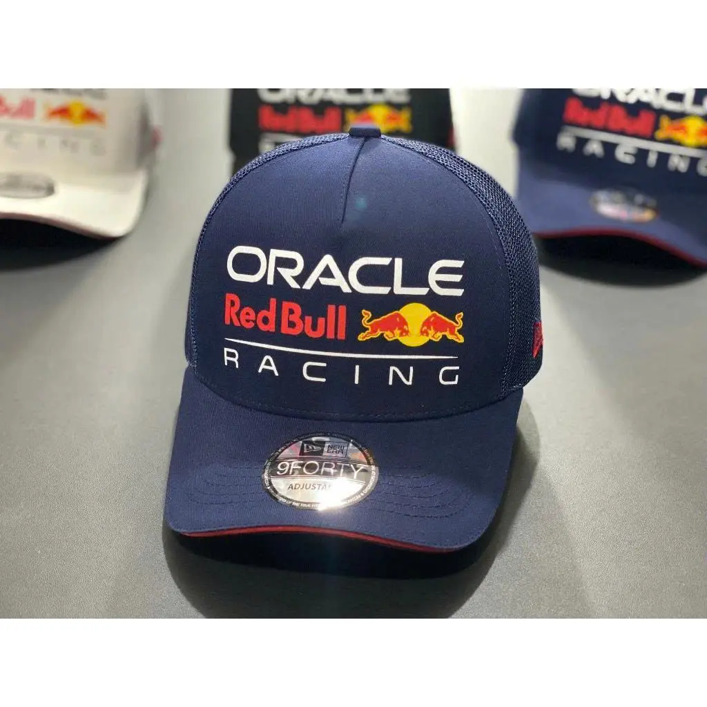 Oracle Red Bull Racing Navy Blue Trucker Cap Embroidered Adjustable Racing Hat Motorsport Streetwear