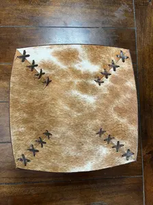 Western Linens - Cross Stitched Large Cowhide Bowl