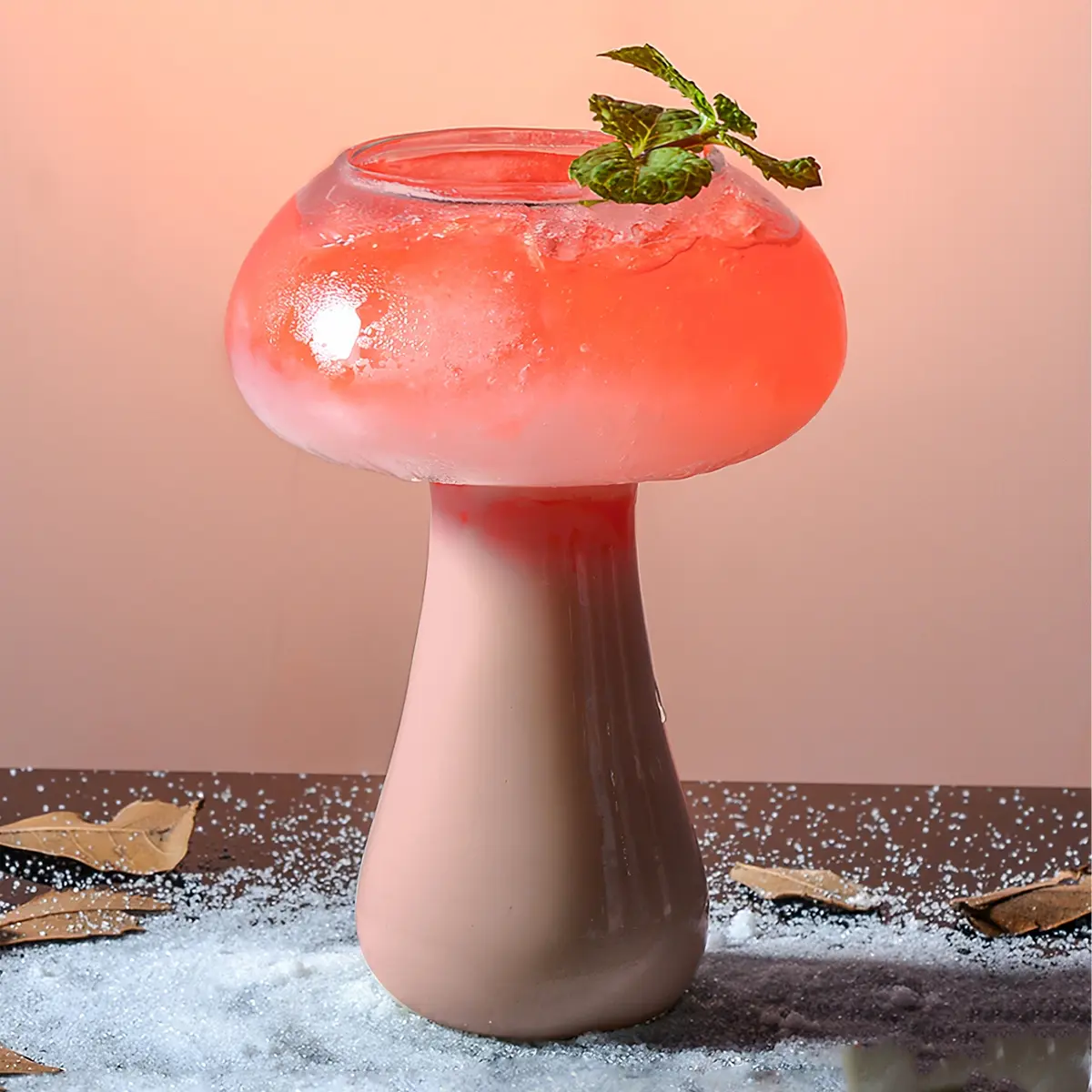 Creative Cute Transparent Mushroom Glass Cup, High Borosilicate Material, Home Bar Dessert Shop Decor, Drinkware for Tea Juice Cocktails