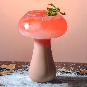 Creative Cute Transparent Mushroom Glass Cup, High Borosilicate Material, Home Bar Dessert Shop Decor, Drinkware for Tea Juice Cocktails