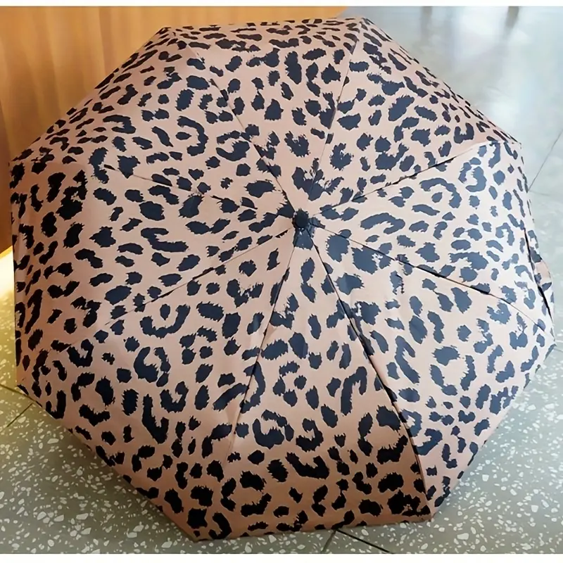 Unique leopard print automatic or manual umbrella with sexy style - resistant, windproof, foldable design, with 8 ribs and durable handle