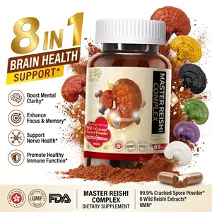 NOTO Mushroom Capsules | 6 Reishi  Mushroom Blend with NMN | Rich in Antioxidants  | 8 in 1 Natural Nootropic Brain Support for Memory,Focus  and Energy Supplement,60 Count-Vegan Gluten-Free #DealsForYouDays