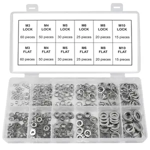 Split Lock and Flat Washer Assortment Set 304 Stainless Steel 400 count , M3 M4 M5 M6 M8 M10 ()