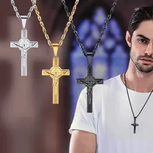 FaithHeart Catholic Saint Benedict Crucifix Cross Necklace In Multicolor