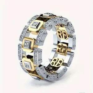 FashionModernSilverPlatedTwo-ToneRingTrendyCreativeFullSyntheticZirconEngagementRingBirthdayGiftpersonalizedesigncolorfulgem