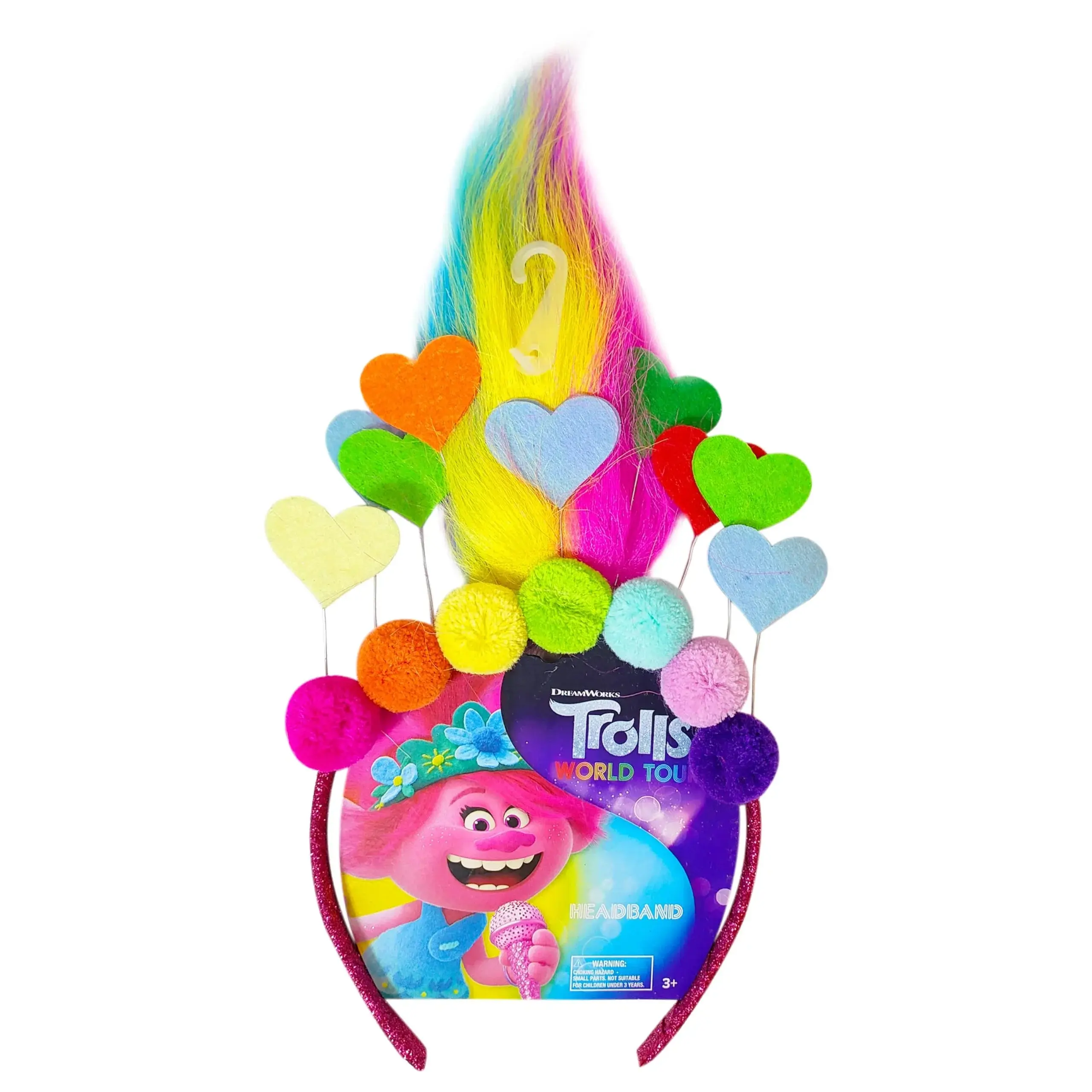Cartoon Character Wig Headband with Spiky Hair for Kids, Durable Fashion Accessory for Parties and Costume Wear, Party, Trolls World Tour