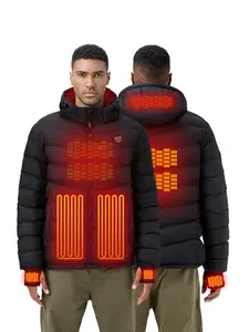 iHood Men's Heated Jacket With 12V Battery Pack-Insulated Lightweight Hooded Hand-Heating Electric Heated Puffer Jacket