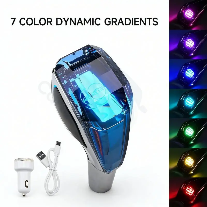 Universal Crystal Gear Shift Knob LED Touch Activated Rechargeable