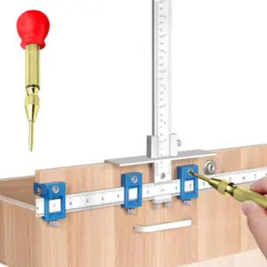 Drill Guide Punch Centering Tool Set, Metal Cabinet Hardware Accessories, Precision Drilling Aid for Door Drawer Handles Installation