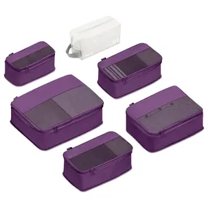 6 Set Compression Packing Cubes for Travel Essentials, Luggage Organizers for Suitcases and Backpacks, Space Saving Storage Bags