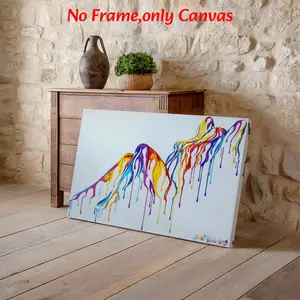 Abstract Mountain Wall Art, Colorful Drip Style Landscape Poster, Modern Minimalist Art Printing, Multicolor Canvas Decoration, Living Room & Office Aesthetic, Perfect Gift For Art Lovers, Unframed.