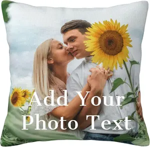 Custom Photo Pillow, Personalised Throw Pillow Double Sided Printing with Image Text Name, for Birthday, Mother's Day, Christmas, Room Decor Family Memorial Gifts, 40x40cm