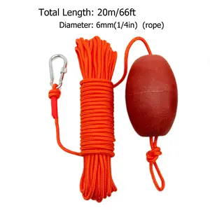 Floating Rope Set of 3 Pieces, Includes 6mm Rope, D Ring, Float Ball, Ideal for Water Sports, Mooring, Outdoor Use