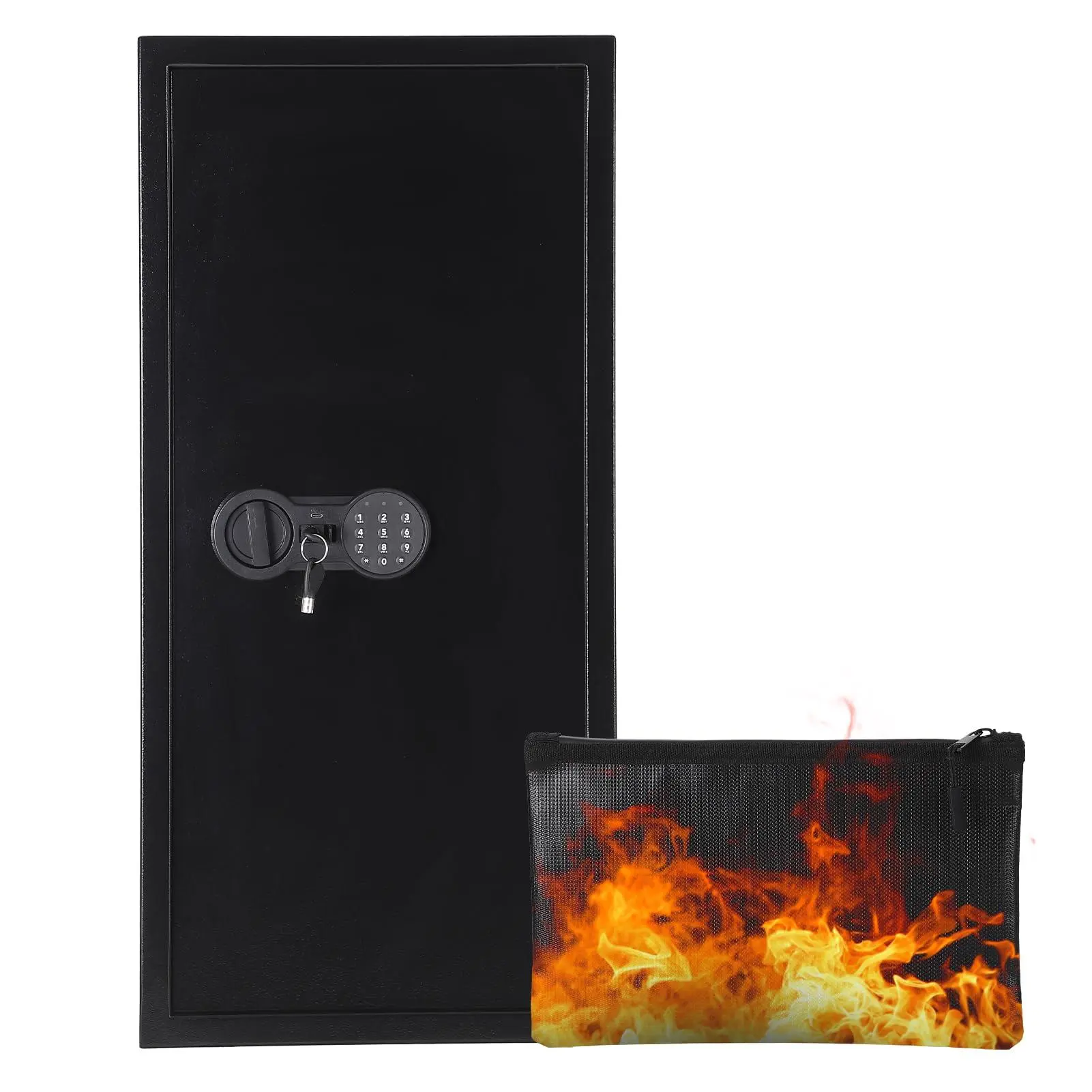 Steel Security Box with Dual Locking System, Safe Safe with Fireproof, Waterproof, Alarm, Removable Compartment, Wall/Floor Mounting,800 x 380 x 310 mm