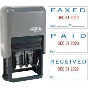 Xstamper Self-Inking Paid/Faxed/Received Dater - Message/Date Stamp - "PAID, FAXED, RECEIVED" - 0.93" Impression Width - Blue, Red - Plastic Plastic - 1 Each