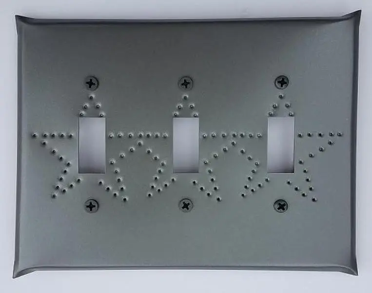 Tin Triple Switch Plate Star Punch - Metallic Design with Three Switches for Home and Office Use
