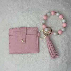 Beaded PU Leather Wristlet Wallet Chain Keychain - Fashion Accessory, Ideal Birthday Gift for Wives, Walletchain